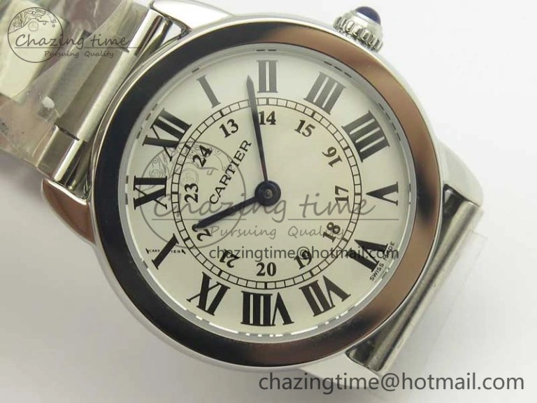 Ronde Solo de Cartier 29.5mm K11 1:1 Best Edition White Dial on SS Bracelet Ronda Quartz