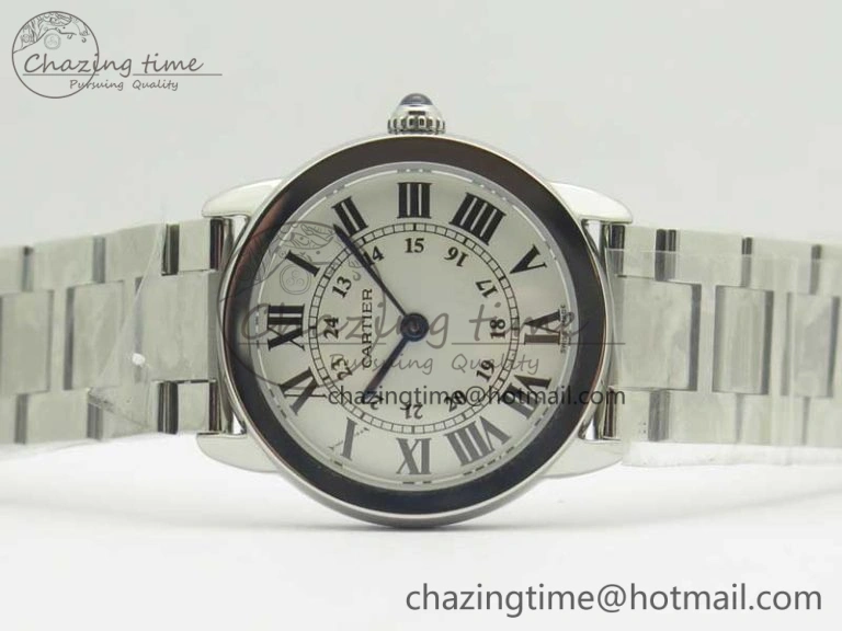 Ronde Solo de Cartier 29.5mm K11 1:1 Best Edition White Dial on SS Bracelet Ronda Quartz