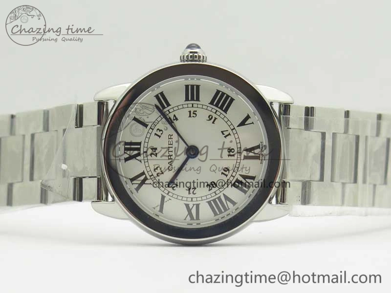 Ronde Solo de Cartier 29.5mm K11 1:1 Best Edition White Dial on SS Bracelet Ronda Quartz