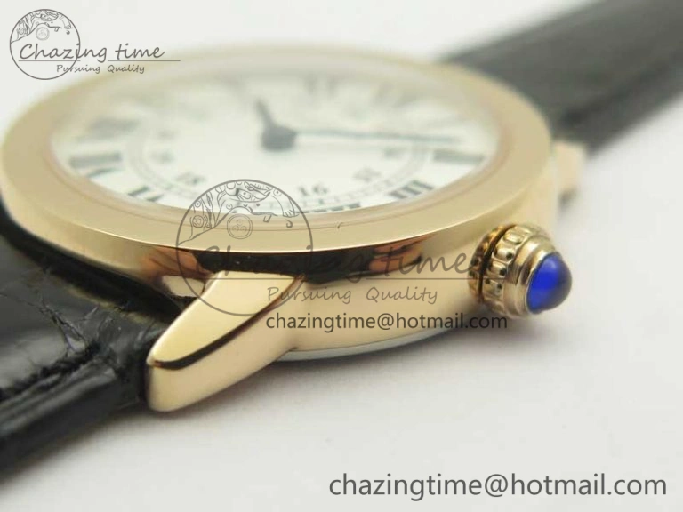 Ronde Solo de Cartier 29.5mm RG K11 1:1 Best Edition White Dial on Croco Leather Strap Ronda Quartz