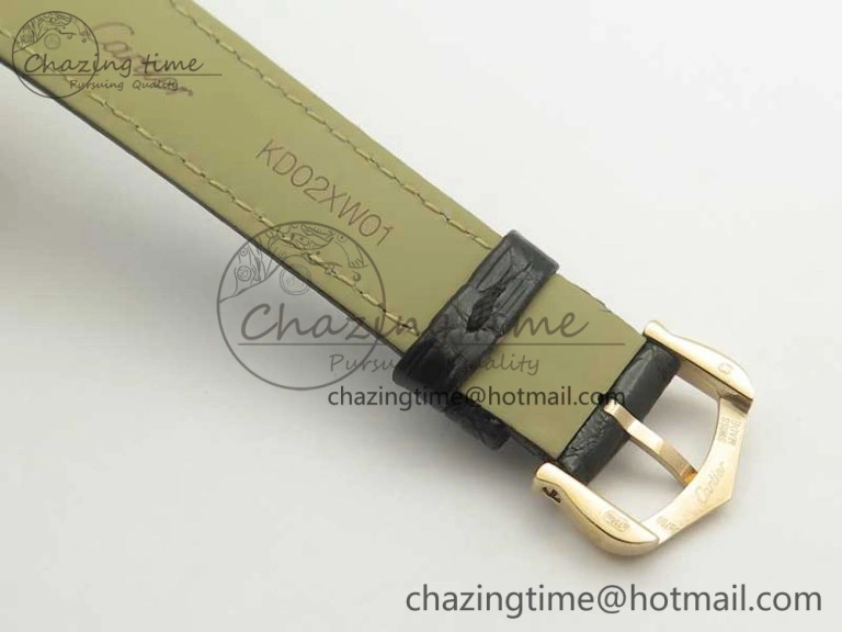 Ronde Solo de Cartier 29.5mm RG K11 1:1 Best Edition White Dial on Croco Leather Strap Ronda Quartz