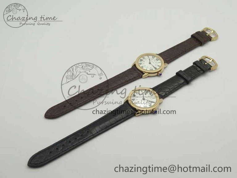 Ronde Solo de Cartier 29.5mm RG K11 1:1 Best Edition White Dial on Croco Leather Strap Ronda Quartz