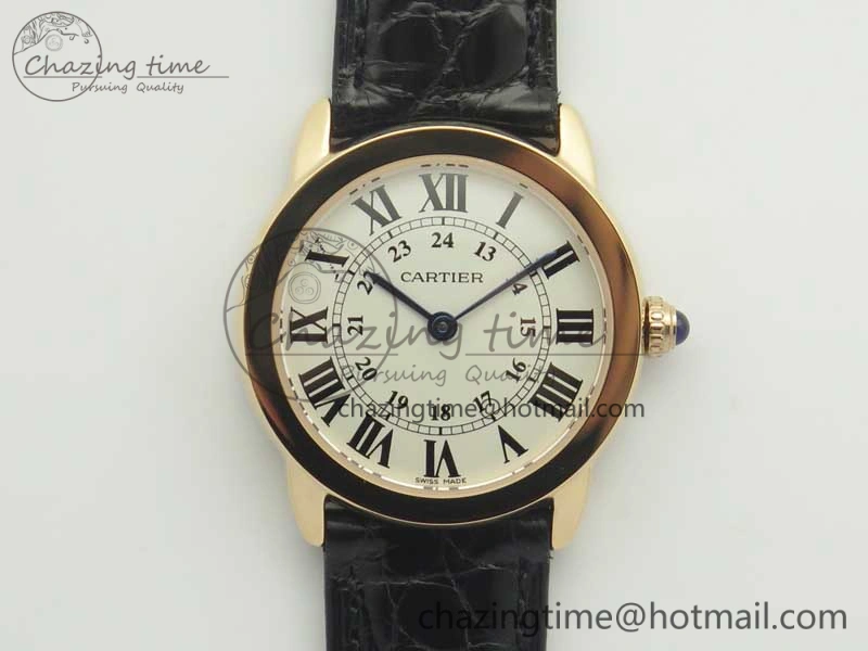 Ronde Solo de Cartier 29.5mm RG K11 1:1 Best Edition White Dial on Croco Leather Strap Ronda Quartz