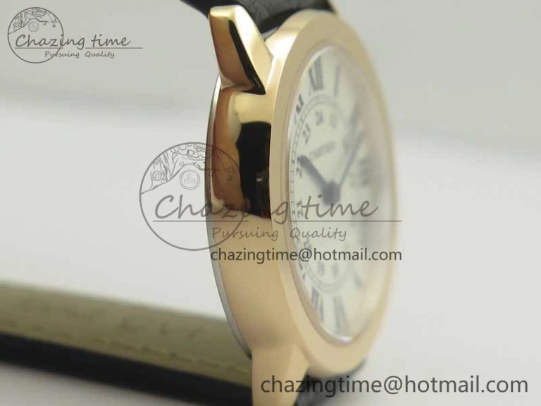 Ronde Solo de Cartier 29.5mm RG K11 1:1 Best Edition White Dial on Croco Leather Strap Ronda Quartz