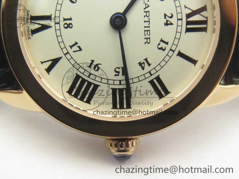 Ronde Solo de Cartier 29.5mm RG K11 1:1 Best Edition White Dial on Croco Leather Strap Ronda Quartz