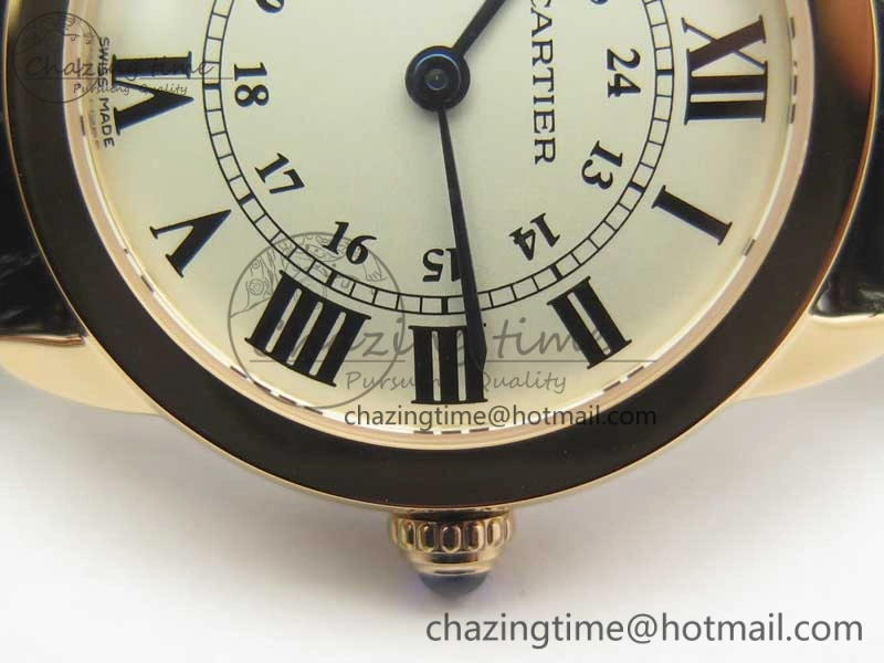 Ronde Solo de Cartier 29.5mm RG K11 1:1 Best Edition White Dial on Croco Leather Strap Ronda Quartz