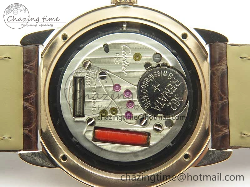 Ronde Solo de Cartier 29.5mm RG K11 1:1 Best Edition White Dial on Croco Leather Strap Ronda Quartz