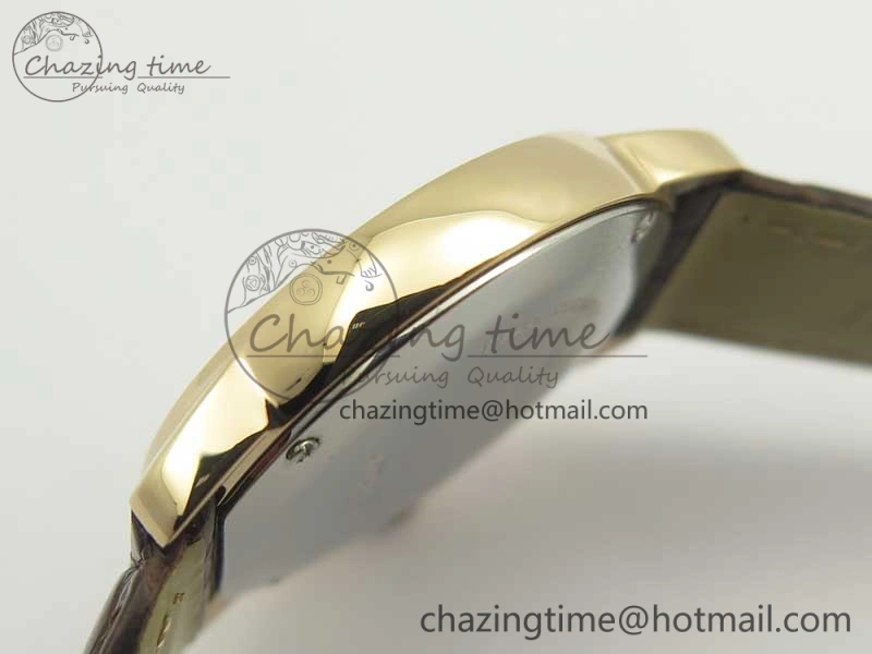 Ronde Solo de Cartier 29.5mm RG Dia K11 1:1 Best Edition White Dial on Brown Croco Leather Strap Ronda Quartz