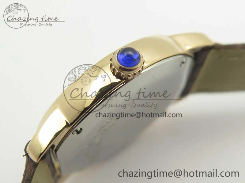 Ronde Solo de Cartier 29.5mm RG Dia K11 1:1 Best Edition White Dial on Brown Croco Leather Strap Ronda Quartz