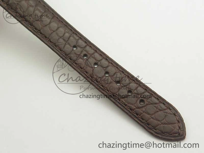 Ronde Solo de Cartier 29.5mm RG Dia K11 1:1 Best Edition White Dial on Brown Croco Leather Strap Ronda Quartz