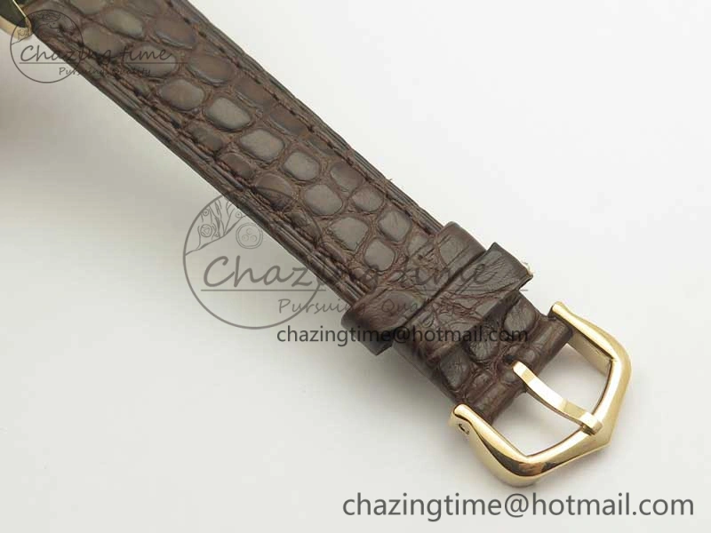 Ronde Solo de Cartier 29.5mm RG Dia K11 1:1 Best Edition White Dial on Brown Croco Leather Strap Ronda Quartz