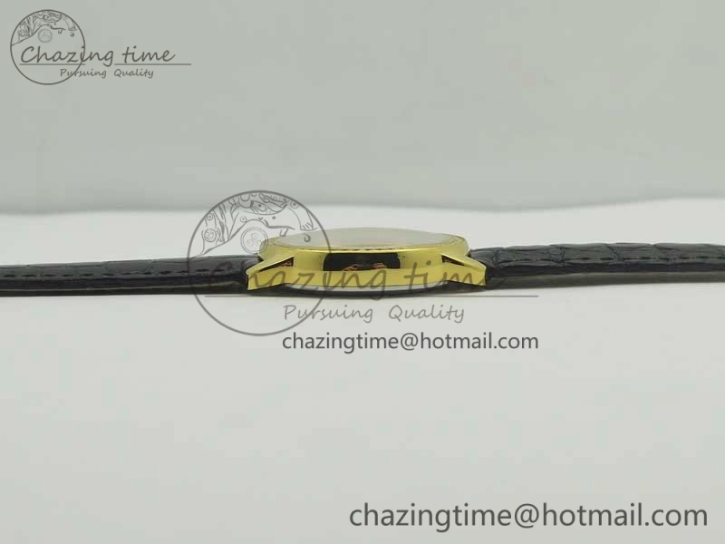 Ronde Solo de Cartier 29.5mm YG Dia K11 1:1 Best Edition White Dial on Black Croco Leather Strap Ronda Quartz