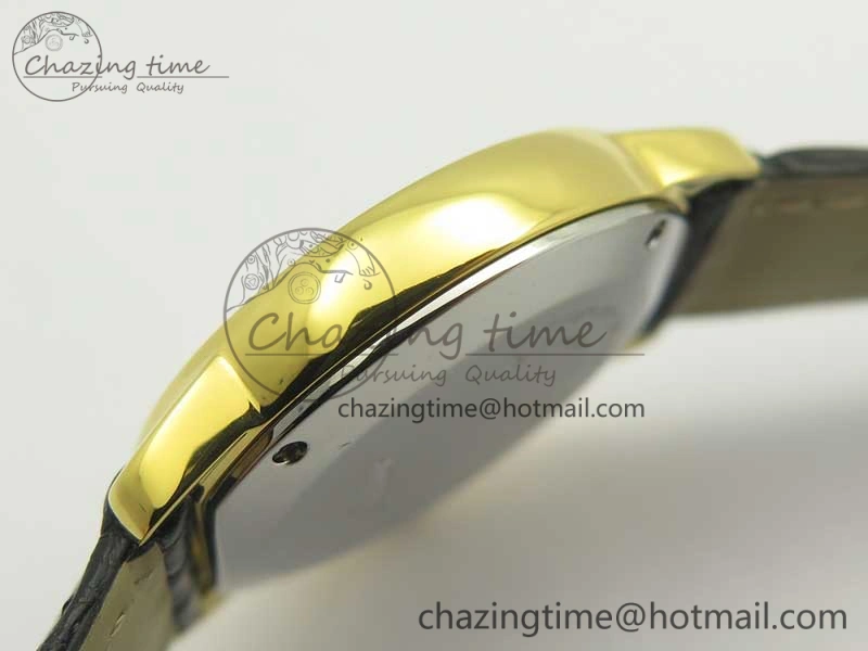 Ronde Solo de Cartier 29.5mm YG Dia K11 1:1 Best Edition White Dial on Black Croco Leather Strap Ronda Quartz