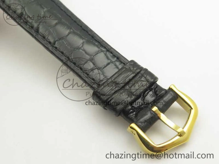 Ronde Solo de Cartier 29.5mm YG Dia K11 1:1 Best Edition White Dial on Black Croco Leather Strap Ronda Quartz