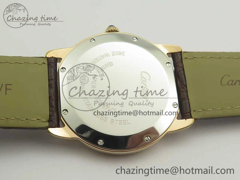 Ronde Solo de Cartier 36mm K11 RG Dia 1:1 Best Edition White Dial on Brown Croco Leather Strap Ronda Quartz
