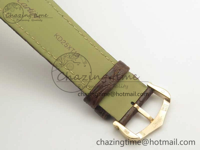 Ronde Solo de Cartier 36mm K11 RG Dia 1:1 Best Edition White Dial on Brown Croco Leather Strap Ronda Quartz