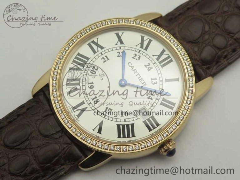 Ronde Solo de Cartier 36mm K11 RG Dia 1:1 Best Edition White Dial on Brown Croco Leather Strap Ronda Quartz