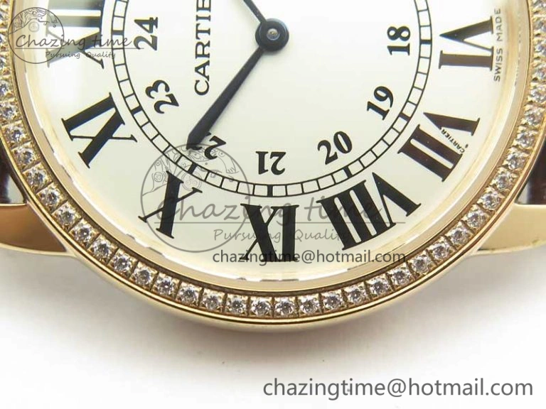 Ronde Solo de Cartier 36mm K11 RG Dia 1:1 Best Edition White Dial on Brown Croco Leather Strap Ronda Quartz