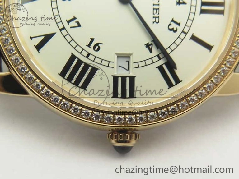 Ronde Solo de Cartier 36mm K11 RG Dia 1:1 Best Edition White Dial on Brown Croco Leather Strap Ronda Quartz
