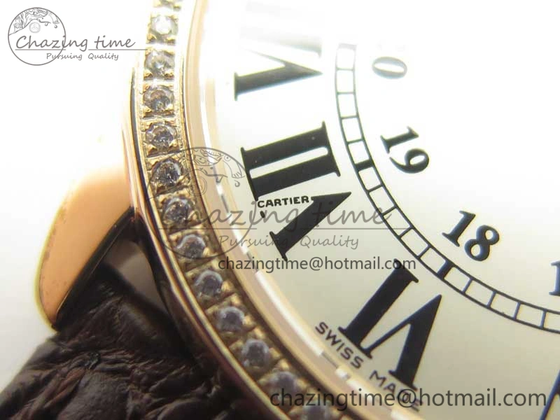 Ronde Solo de Cartier 36mm K11 RG Dia 1:1 Best Edition White Dial on Brown Croco Leather Strap Ronda Quartz