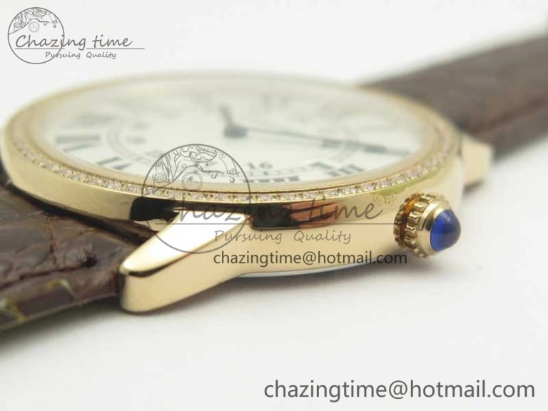 Ronde Solo de Cartier 36mm K11 RG Dia 1:1 Best Edition White Dial on Brown Croco Leather Strap Ronda Quartz