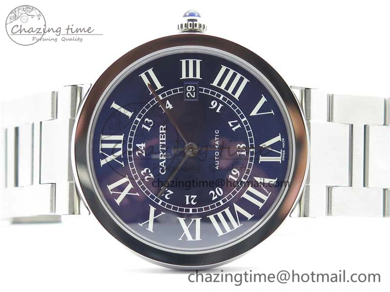 Ronde Solo de Cartier 42mm AF 1:1 Best Edition Blue Dial on SS Bracelet MIYOTA 9015