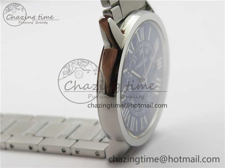 Ronde Solo de Cartier 42mm AF 1:1 Best Edition Blue Dial on SS Bracelet MIYOTA 9015