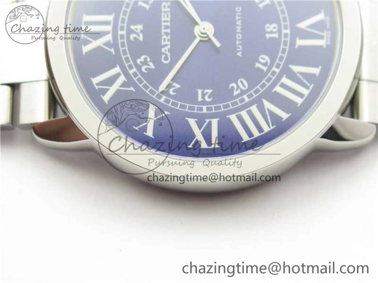Ronde Solo de Cartier 42mm AF 1:1 Best Edition Blue Dial on SS Bracelet MIYOTA 9015