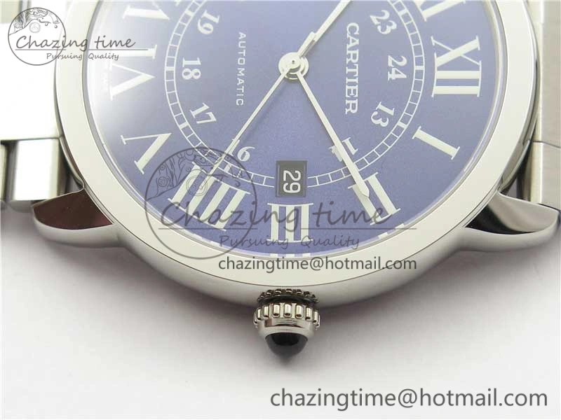 Ronde Solo de Cartier 42mm AF 1:1 Best Edition Blue Dial on SS Bracelet MIYOTA 9015