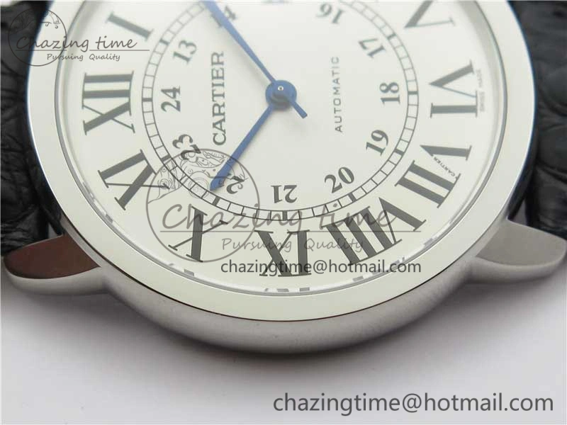 Ronde Solo de Cartier 42mm AF 1:1 Best Edition White Dial on Black Croco Leather Strap MIYOTA 9015