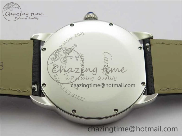 Ronde Solo de Cartier 42mm AF 1:1 Best Edition White Dial on Black Croco Leather Strap MIYOTA 9015
