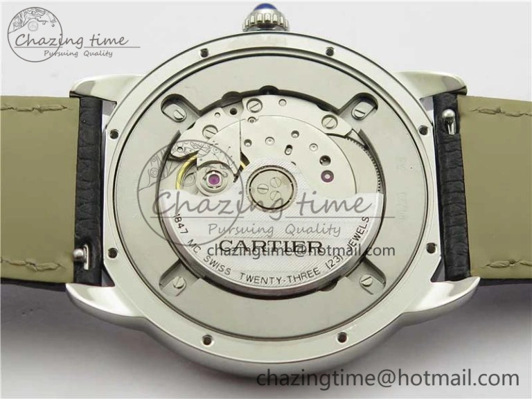 Ronde Solo de Cartier 42mm AF 1:1 Best Edition White Dial on Black Croco Leather Strap MIYOTA 9015