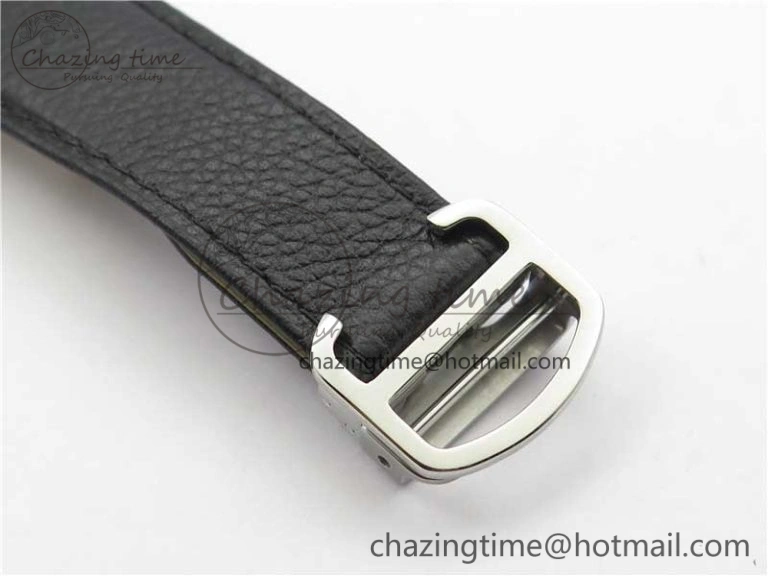 Ronde Solo de Cartier 42mm AF 1:1 Best Edition White Dial on Black Leather Strap MIYOTA 9015