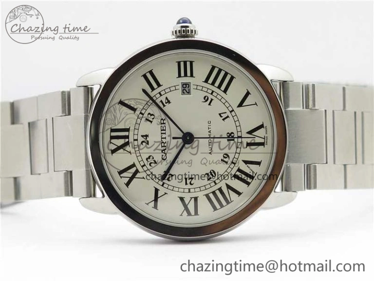 Ronde Solo de Cartier 42mm AF 1:1 Best Edition White Dial on SS Bracelet MIYOTA 9015