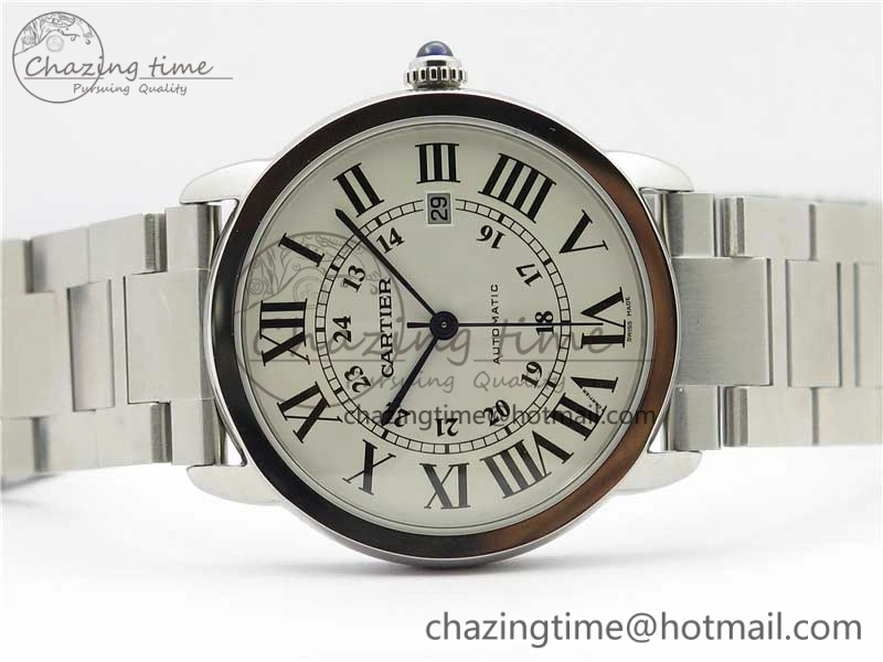 Ronde Solo de Cartier 42mm AF 1:1 Best Edition White Dial on SS Bracelet MIYOTA 9015