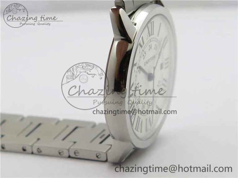 Ronde Solo de Cartier 42mm AF 1:1 Best Edition White Dial on SS Bracelet MIYOTA 9015