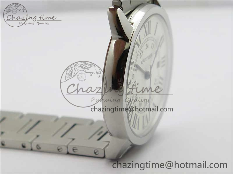 Ronde Solo de Cartier 42mm AF 1:1 Best Edition White Dial on SS Bracelet MIYOTA 9015