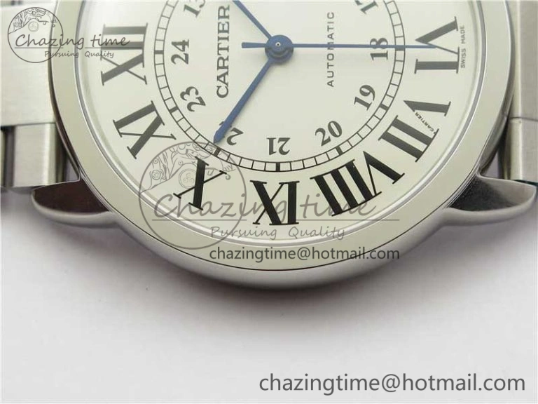 Ronde Solo de Cartier 42mm AF 1:1 Best Edition White Dial on SS Bracelet MIYOTA 9015