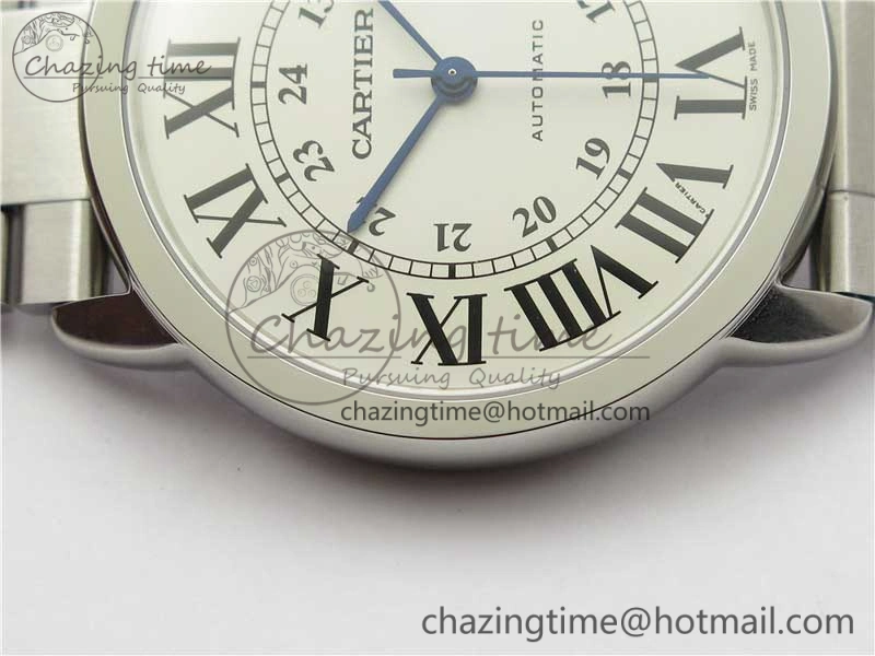 Ronde Solo de Cartier 42mm AF 1:1 Best Edition White Dial on SS Bracelet MIYOTA 9015
