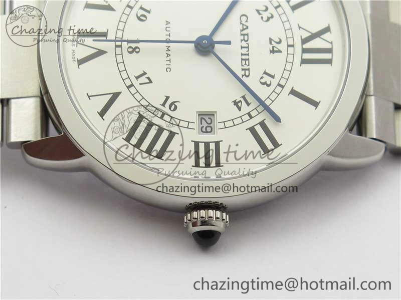Ronde Solo de Cartier 42mm AF 1:1 Best Edition White Dial on SS Bracelet MIYOTA 9015