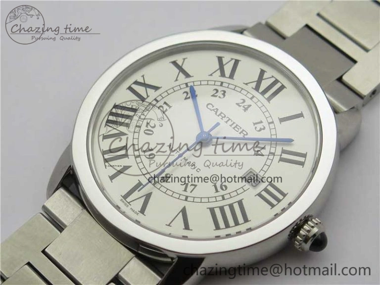 Ronde Solo de Cartier 42mm AF 1:1 Best Edition White Dial on SS Bracelet MIYOTA 9015