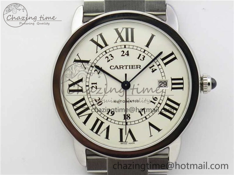 Ronde Solo de Cartier 42mm AF 1:1 Best Edition White Dial on SS Bracelet MIYOTA 9015