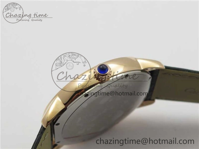 Ronde Solo de Cartier 42mm RG AF 1:1 Best Edition White Dial on Black Croco Leather Strap MIYOTA 9015