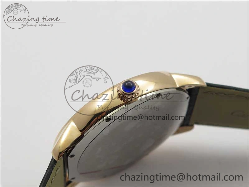 Ronde Solo de Cartier 42mm RG AF 1:1 Best Edition White Dial on Black Croco Leather Strap MIYOTA 9015