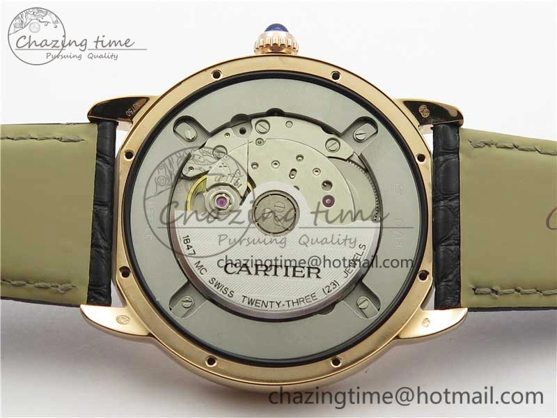 Ronde Solo de Cartier 42mm RG AF 1:1 Best Edition White Dial on Black Croco Leather Strap MIYOTA 9015