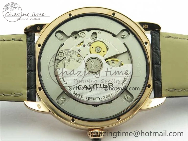 Ronde Solo de Cartier 42mm RG AF 1:1 Best Edition White Dial on Black Croco Leather Strap MIYOTA 9015