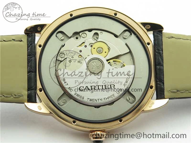 Ronde Solo de Cartier 42mm RG AF 1:1 Best Edition White Dial on Black Croco Leather Strap MIYOTA 9015