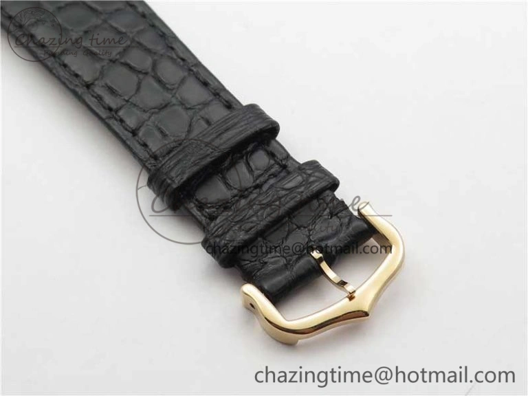 Ronde Solo de Cartier 42mm RG AF 1:1 Best Edition White Dial on Black Croco Leather Strap MIYOTA 9015