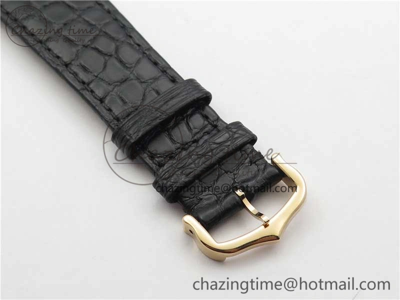 Ronde Solo de Cartier 42mm RG AF 1:1 Best Edition White Dial on Black Croco Leather Strap MIYOTA 9015