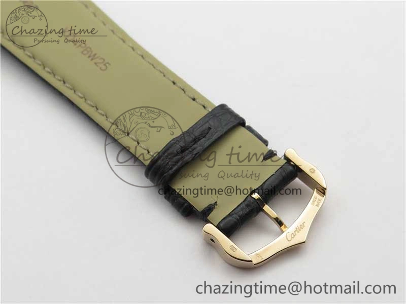 Ronde Solo de Cartier 42mm RG AF 1:1 Best Edition White Dial on Black Croco Leather Strap MIYOTA 9015